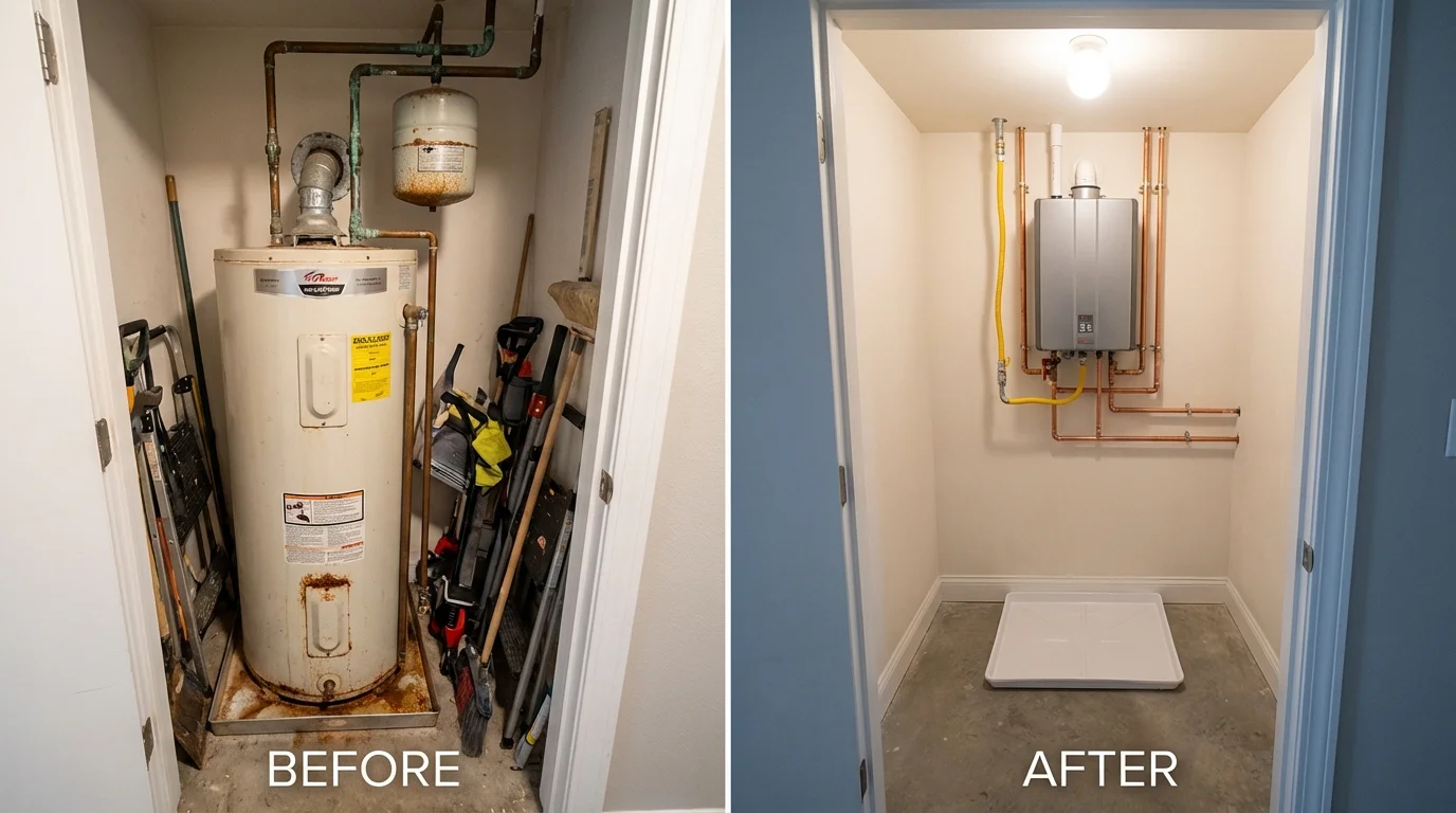 Tank water heater versus wall-mounted tankless unit comparison for Springfield, PA homeowners